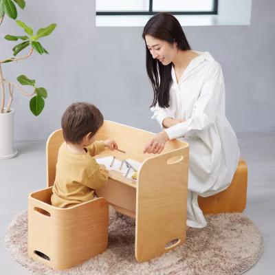 HOPPL コロコロチェア&デスク ナチュラル 1
