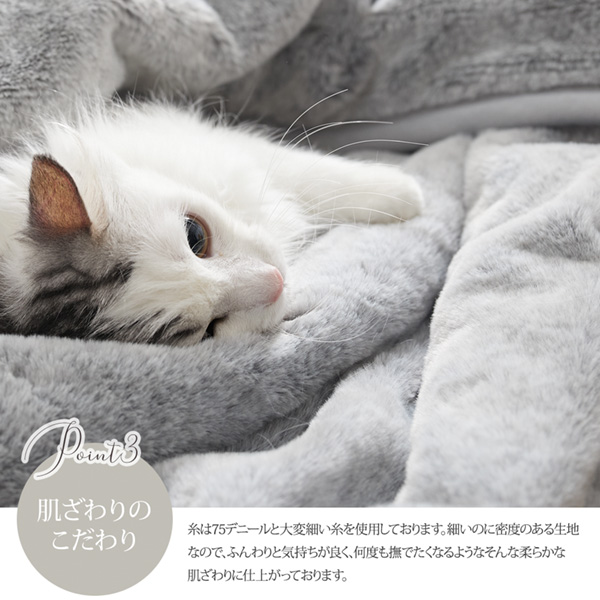 まるで猫！のようなモフモフ2枚合わせ中わた入り毛布 6