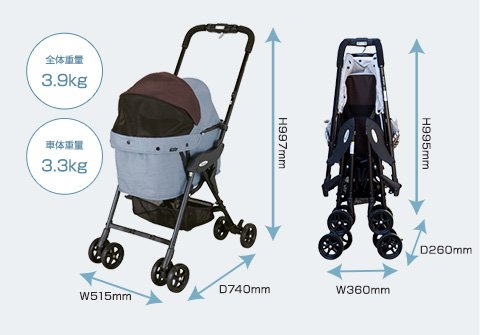 Combi コムペット ミリミリライト レイクブルー(ペットカート)