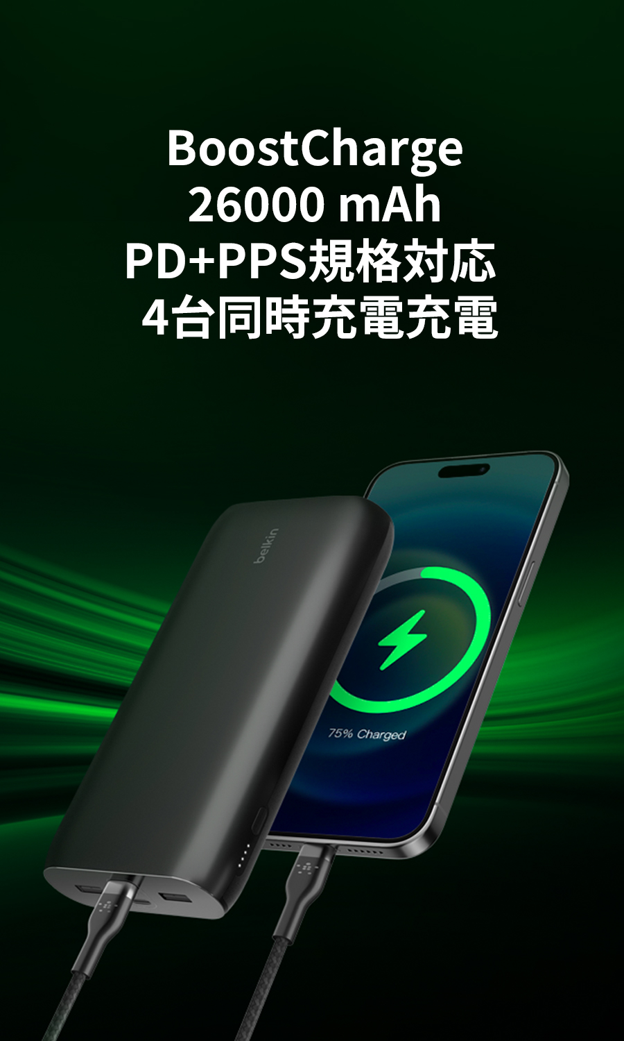 BoostCharge 26,000mAh 4ポートモバイルバッテリー 2