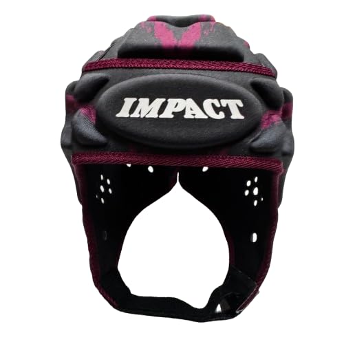 IMPACT ラグビー ヘッドキャップ V2 Premium Vented SPLATTER ブラック/マルーン Sサイズ 2