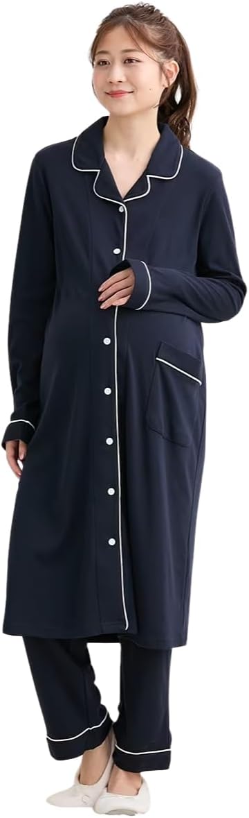 綿混スムース前開きマタニティパジャマ 1