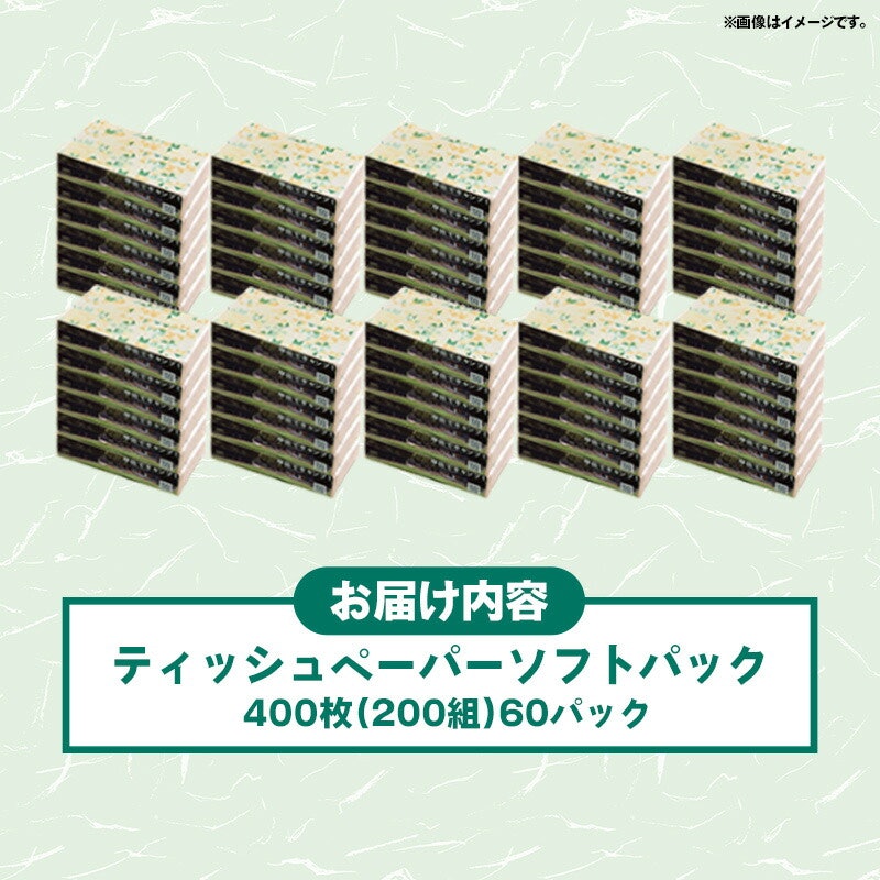 ティッシュペーパー ソフトパック 60パック 3