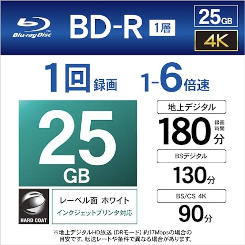 1回録画用 ブルーレイディスク 4
