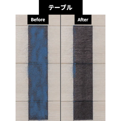 テーブル上の砂はすべて吸いきれず。それでもお菓子のクズは1つも残さなかった
