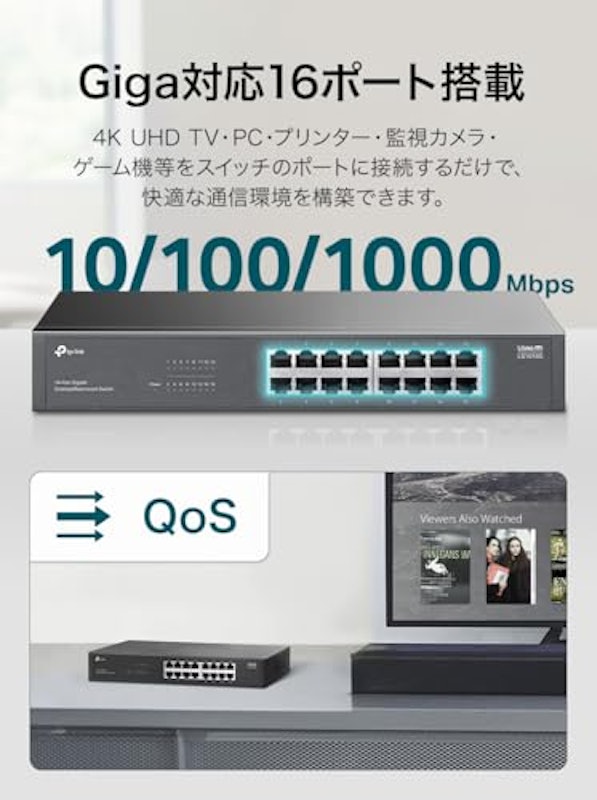 ギガビットポート×16 アンマネージスイッチ 3