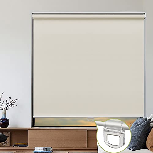 Deconovo ロールスクリーン 幅120cm 丈220cm ホワイト チェーン