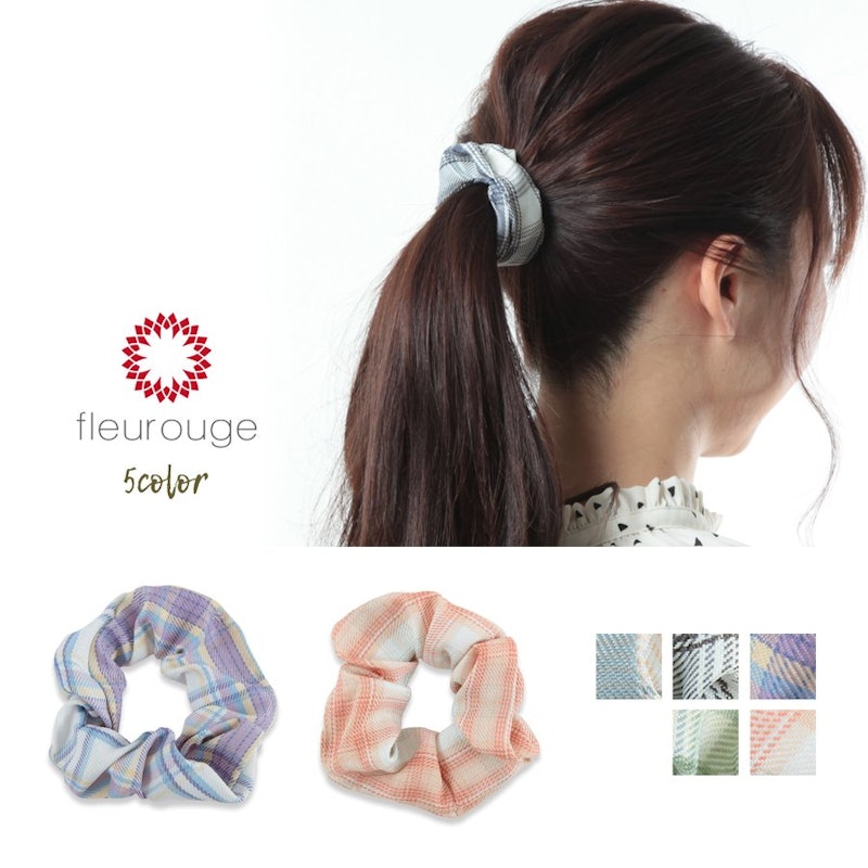 fleurouge チェックシュシュ 5個セット 1