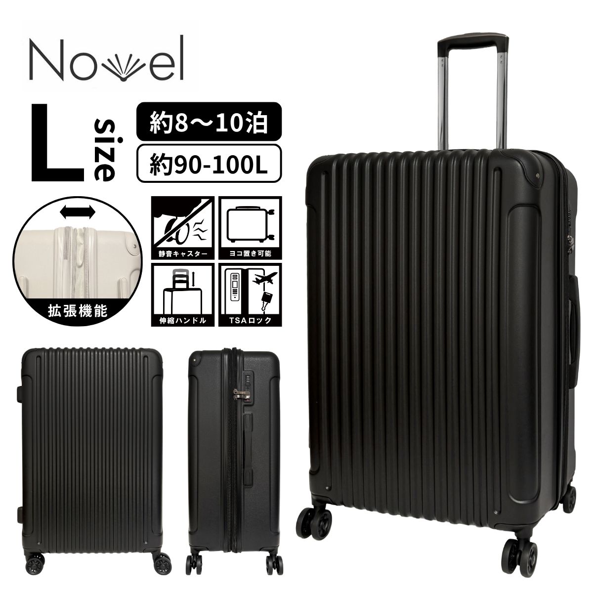Novel 鏡面&エンボスファスナーキャリー 1