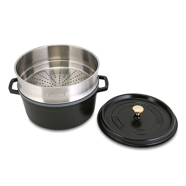 お中元 残暑見舞い 夏 ギフト 当店限定P10倍 STAUB 24cm+蒸し器付き