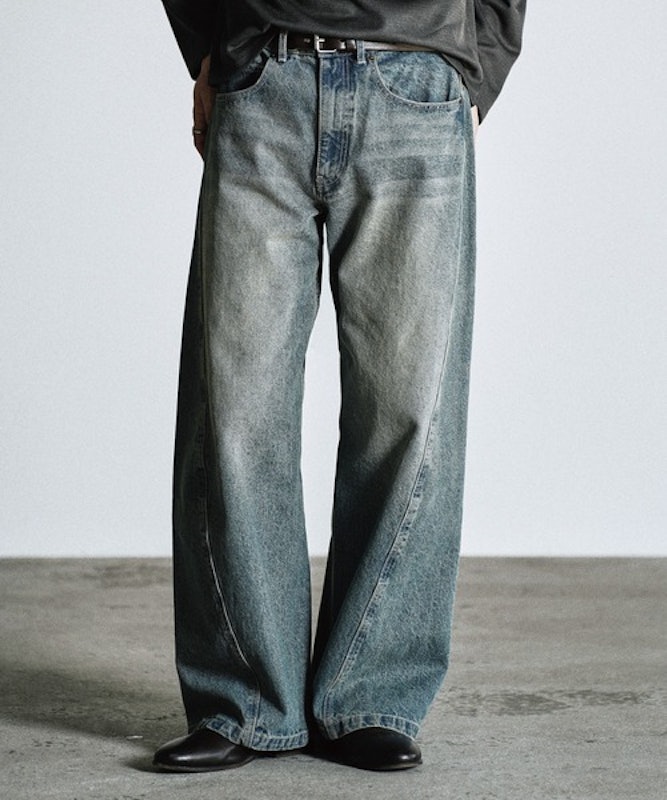 VINTAGE WASHED CURVED DENIM 5
