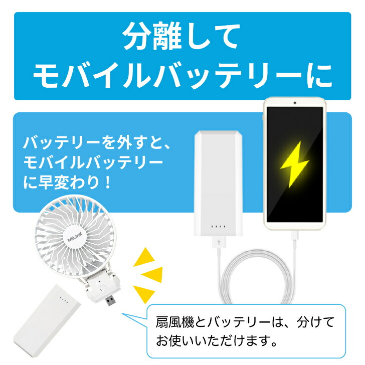 モバイルバッテリー付き ハンディ扇風機 5