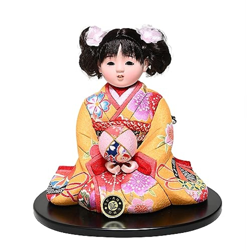 6号彩座り木目込市松人形 別織京友禅衣装 1
