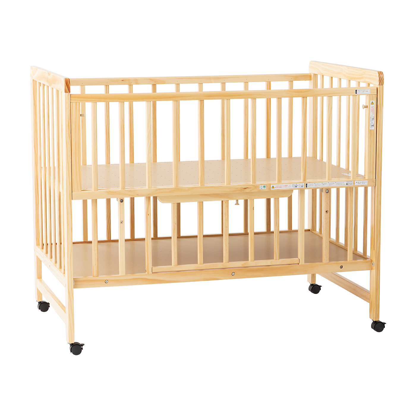 kino linpo ベビーベッド キャスター 収納棚付き クリーム色