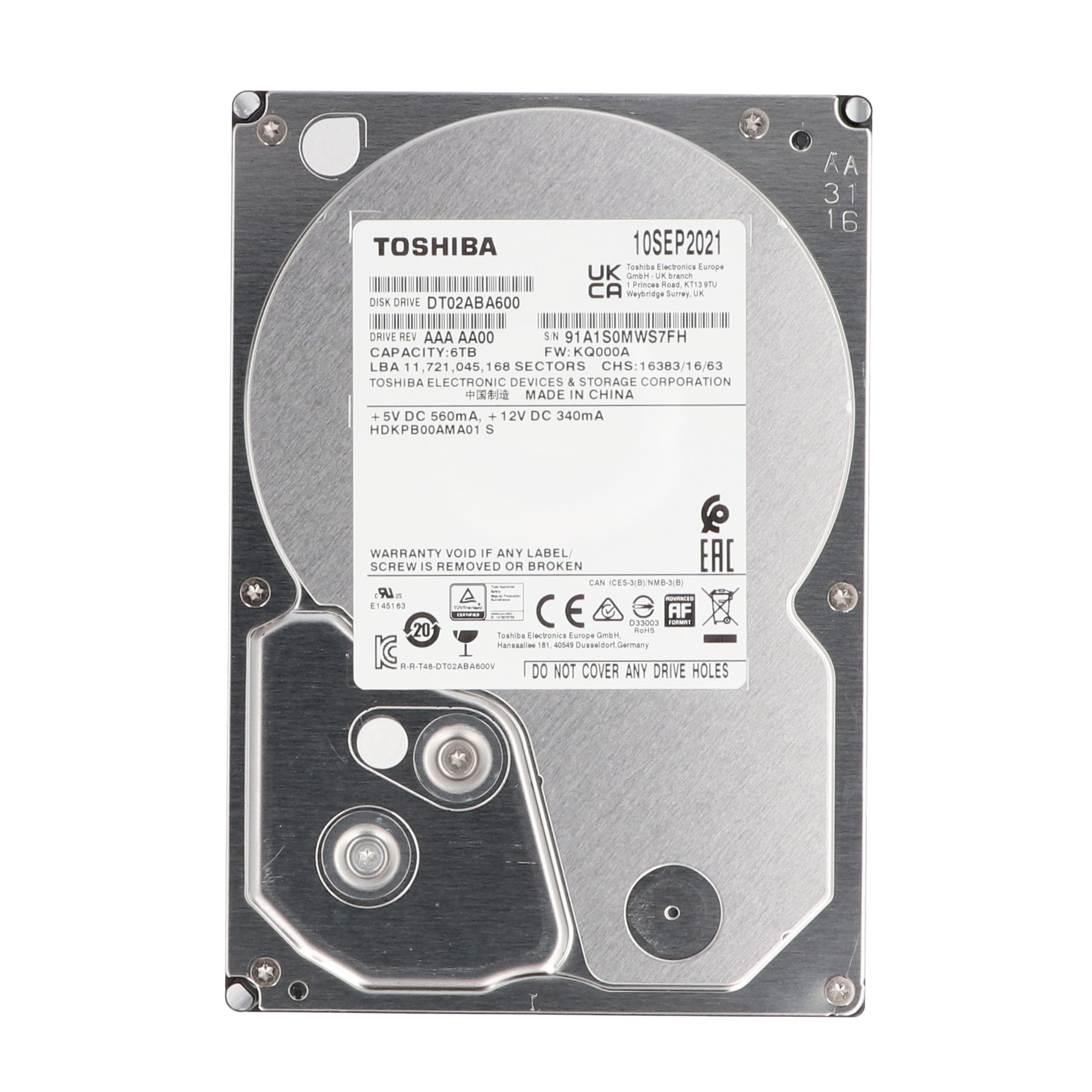 TOSHIBA（東芝） DT02シリーズ(デスクトップPC向け) 3.5インチ 内蔵ハードディスク 4TB（簡易パッケージ） SATA6Gb s  128MiB 5400rpm 1年保証 DT02ABA400 - 内蔵ドライブ・ストレージ