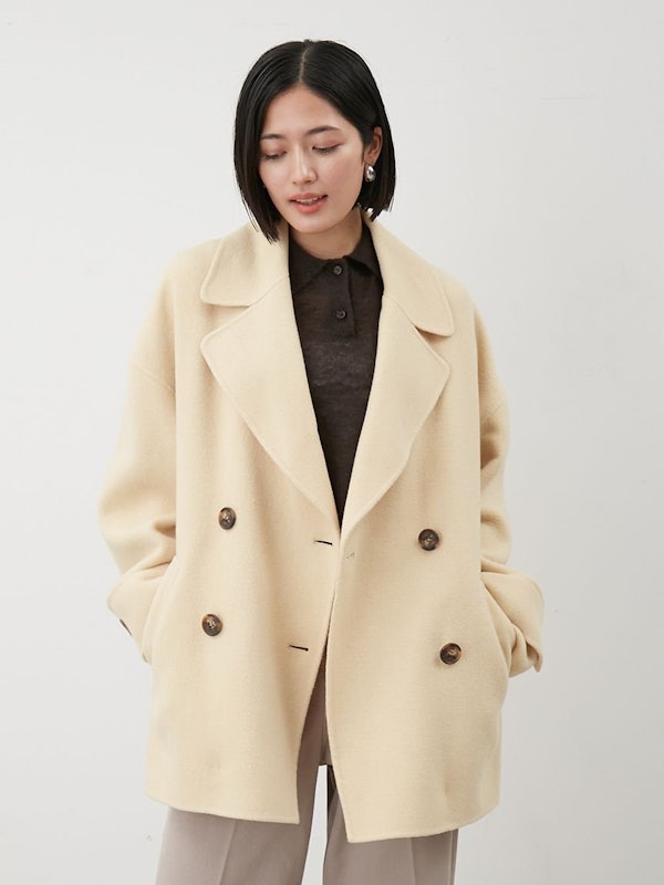 woolコクーンシルエットピーコート 1