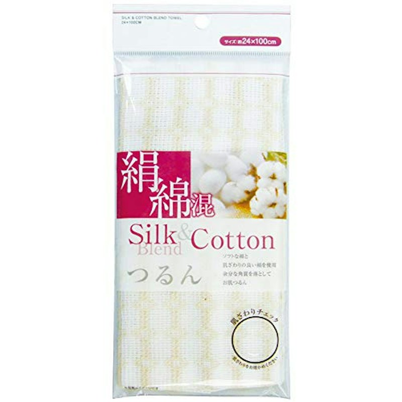 お肌つるん! 絹綿混ボディタオル 1