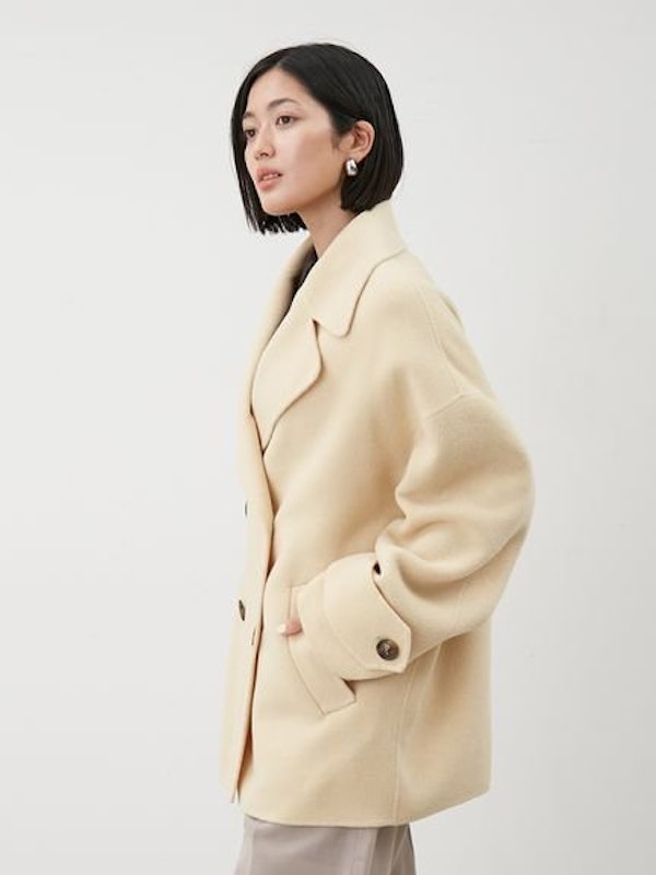 woolコクーンシルエットピーコート 2