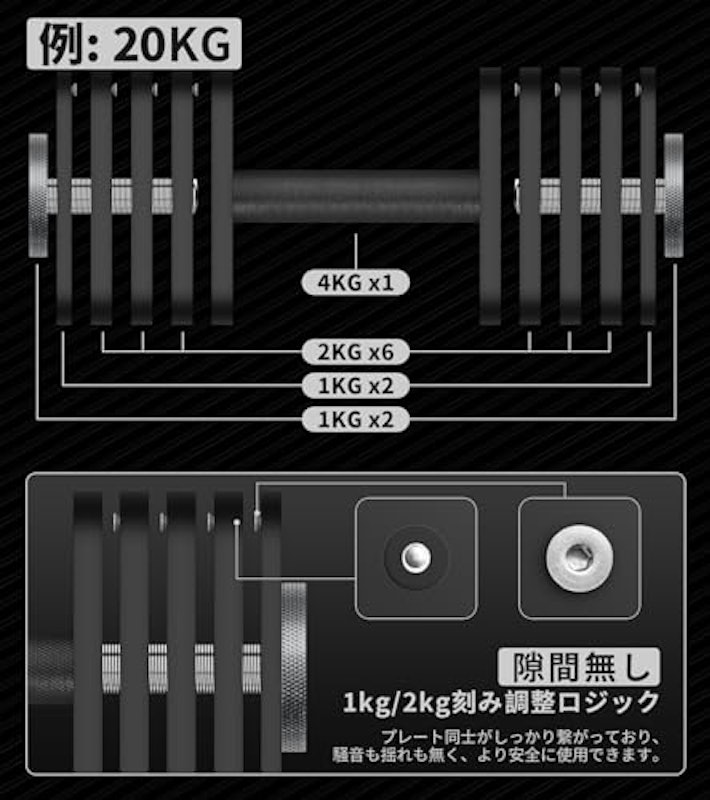 可変式アジャスタブルダンベル 3