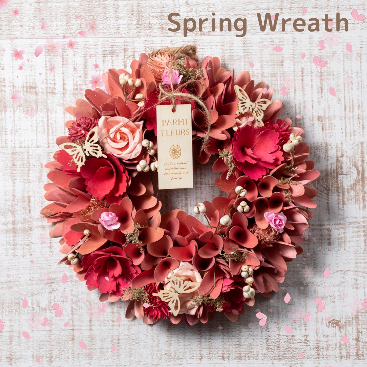 ポポラスとルナリアとアザミのハーフリース* * *ラッピング無料 ナチュラル 春 ポポラスとルナリアとアザミのハーフリース* * *ラッピング無料