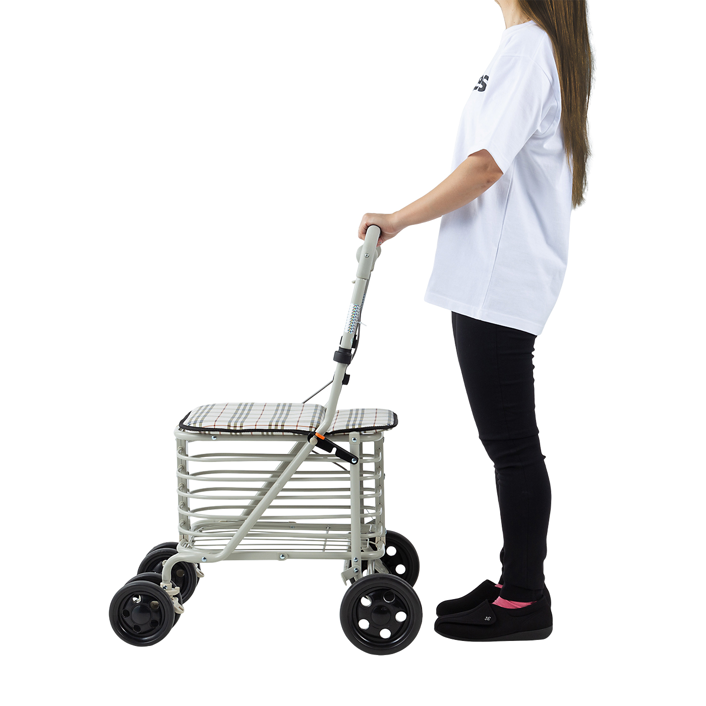 マリン商事 腰かけ付カート Se-00086を検証レビュー！シルバーカーの