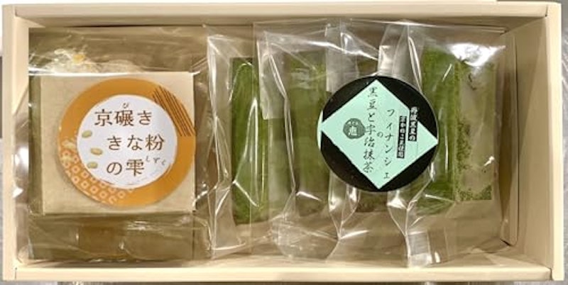 宇治抹茶と丹波黒豆の米粉フィナンシェと京びききな粉の雫のセット 1