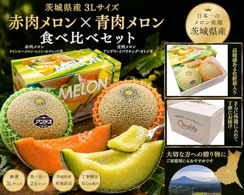 赤肉メロン×青肉メロン 食べ比べセット 1