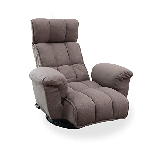 リクライニング回転高座椅子アイボリー系 ポケットコイル 回転座椅子（293）ヘッドは１４段階ギア式で