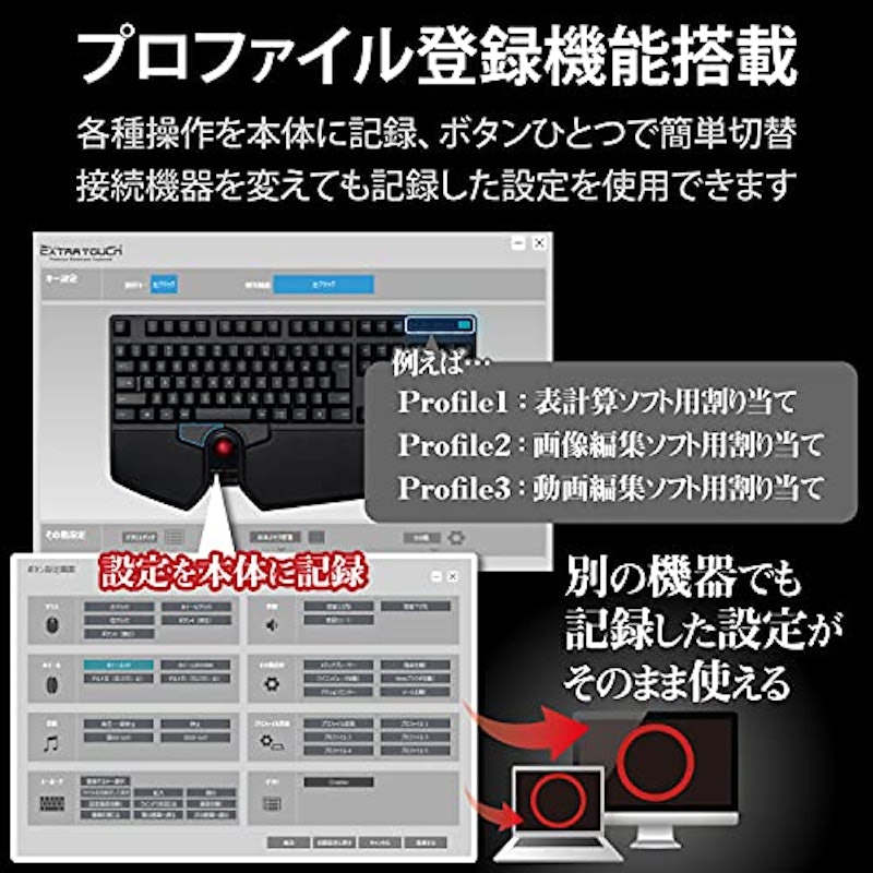 トラックボール付き無線フルキーボード 5