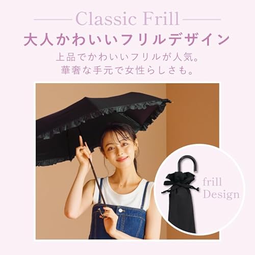 ま*ゆ様 フォロワー800達成祝い‼️ レディ用傘 軽量頑丈広い傘 晴雨兼用 黒 晴雨兼用 折り畳み傘 軽量 雨傘-KONCIWA