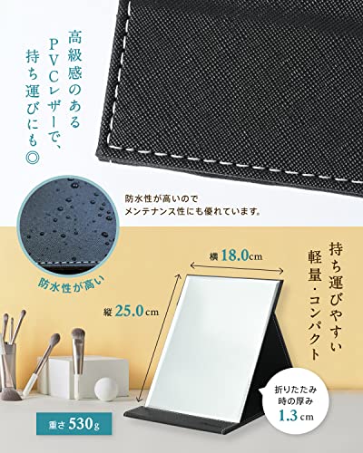 角度自在調整&メイクがしやすい大きい鏡面の卓上ミラー 5