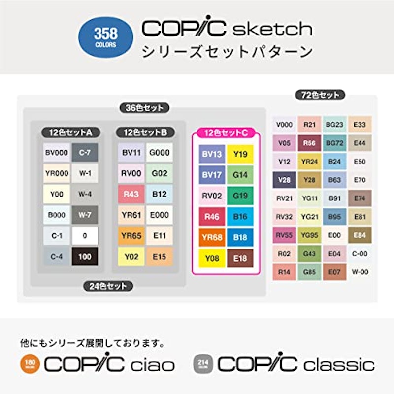 コピックスケッチ ベーシック 12色セットC 4