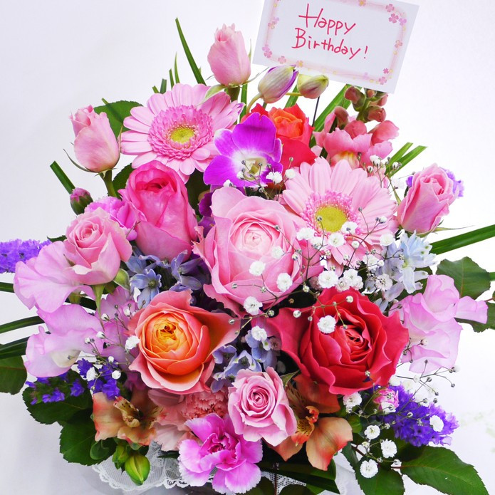バラと季節の花のアレンジ 2