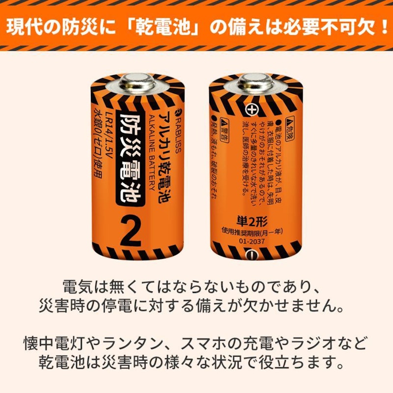 防災電池 単2形 2