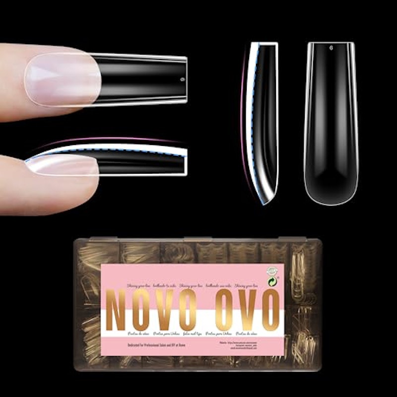 Long Square Nail Tips NATURAL for Flat Nail Beds 1