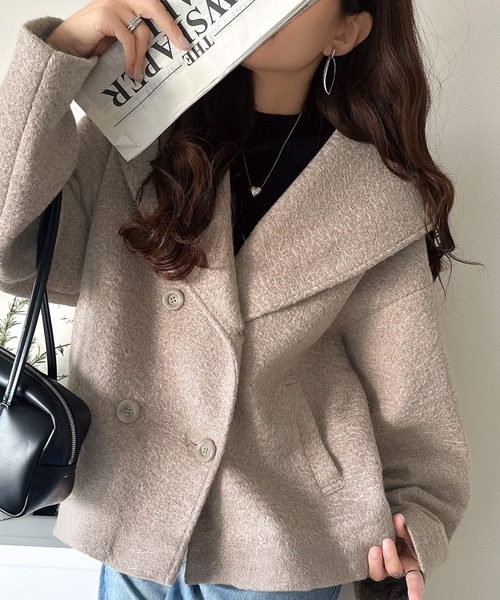 ビッグカラーフェイクウールダブルコート 3