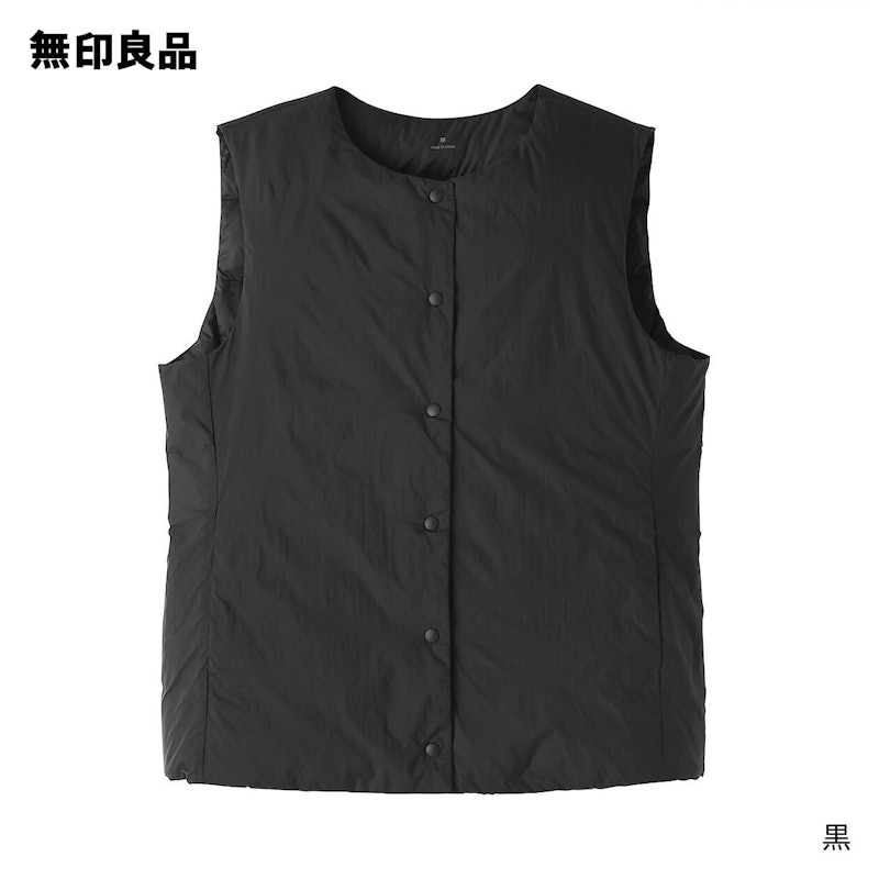 婦人 軽量ダウンポケッタブルノーカラーベスト 2