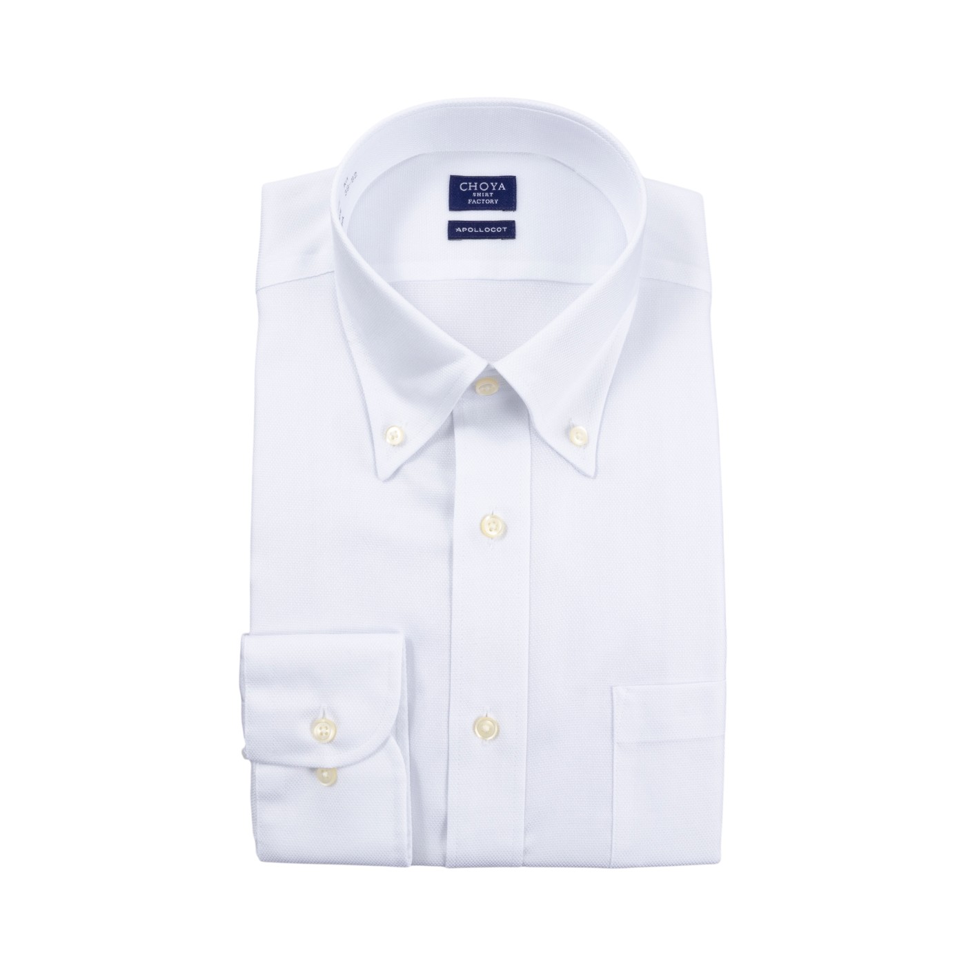 白シャツ 山喜 CHOYA SHIRT FACTORY 長袖ボタンダウン ホワイト ワイシャツ