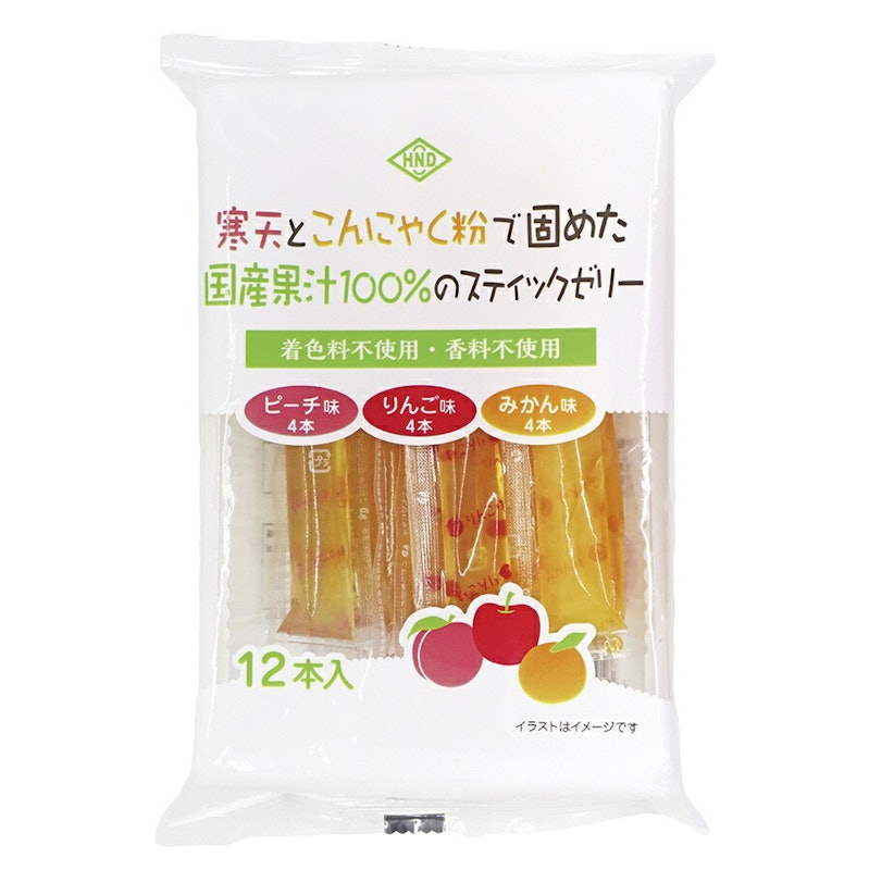 寒天とこんにゃく粉で固めた国産果汁100%のスティックゼリー 1