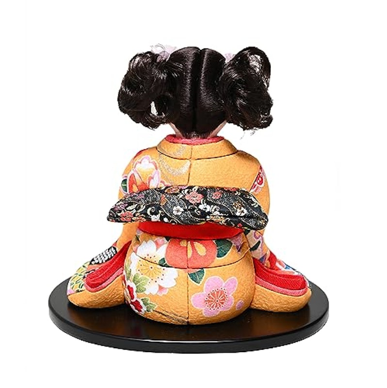 6号彩座り木目込市松人形 別織京友禅衣装 4