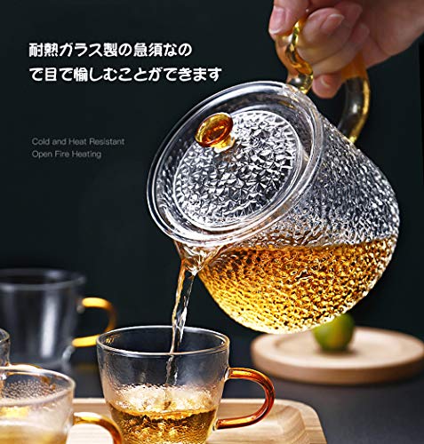 取り外し可能な ガラスティーポット透明ティーポット蓋付き