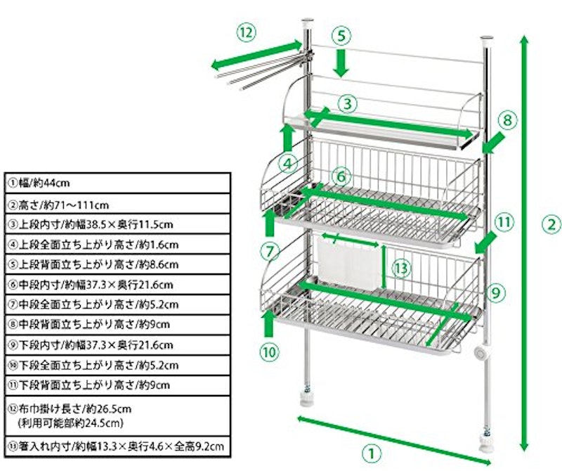 バスケットが外せる突っ張り水切り 2
