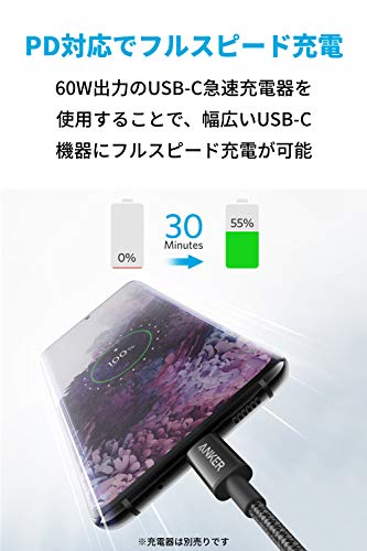 高耐久ナイロン USB-C＆USB-C ケーブル USB2.0対応 2