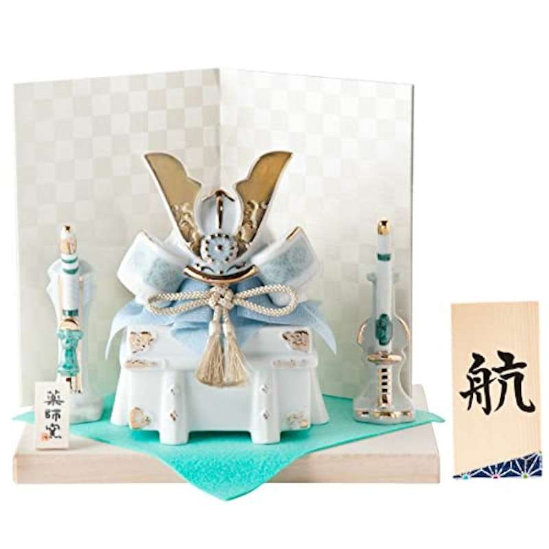 染絵出世兜飾り 白藍 1