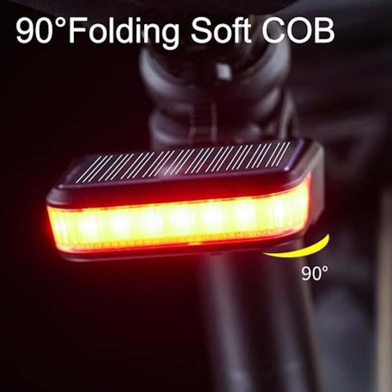 ソーラー自転車テールライト ブラック ソーラー充電+TYPE-C直接充電 600mAhバッテリー 2