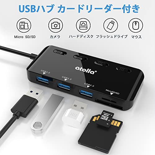 TSUPY USB 平伏し 3.0 ハブ SD Micro SD 5ポート、3つUSB 3.0ポート、