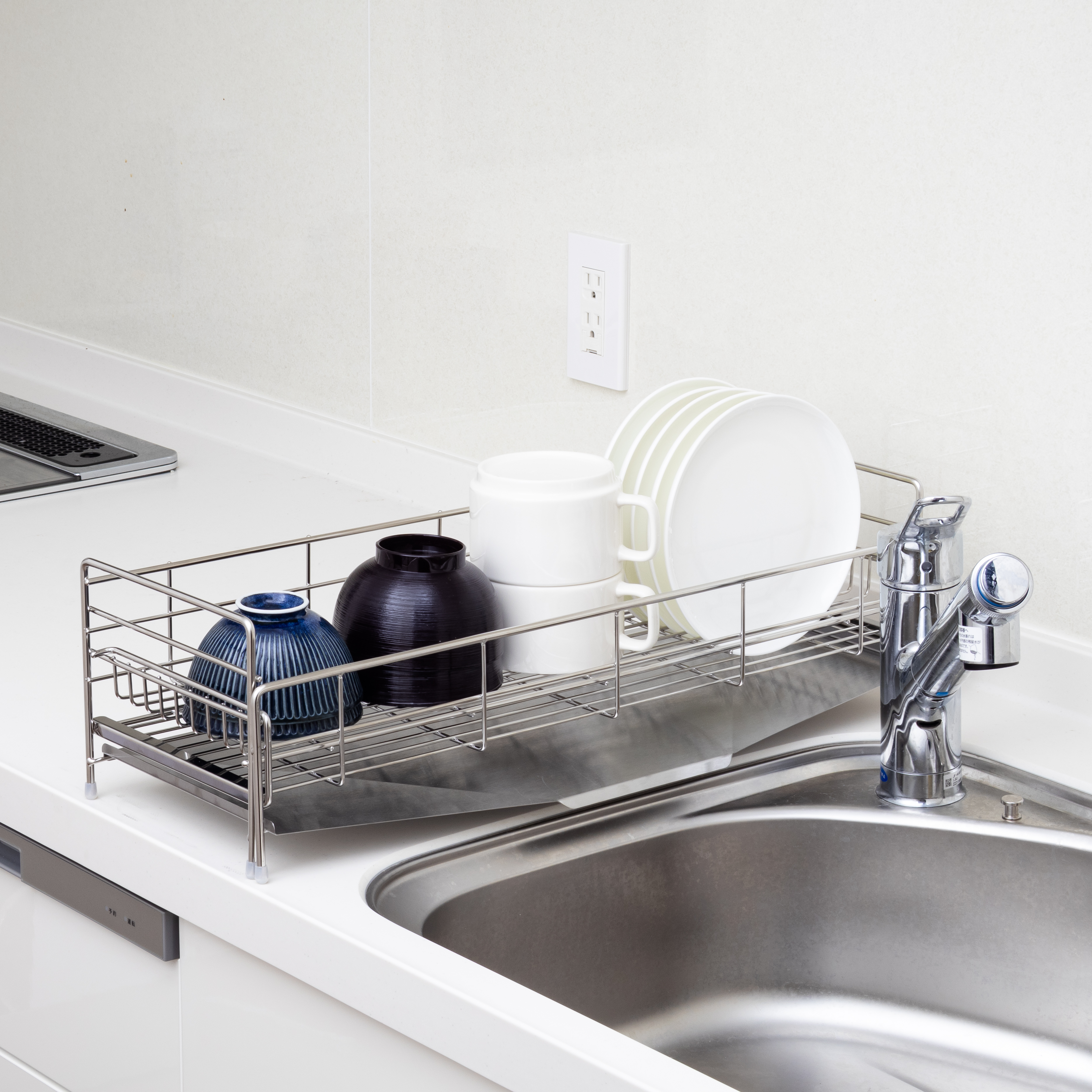 ステンレス 水切りラック ホワイト シンク上の有効活用！シンク上水切りラック - 川口工器オンライン直営店