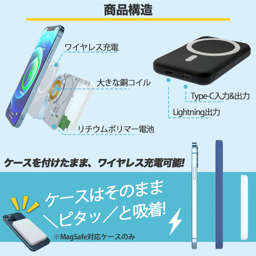 MagSafe付モバイルバッテリー オシャマグ 10