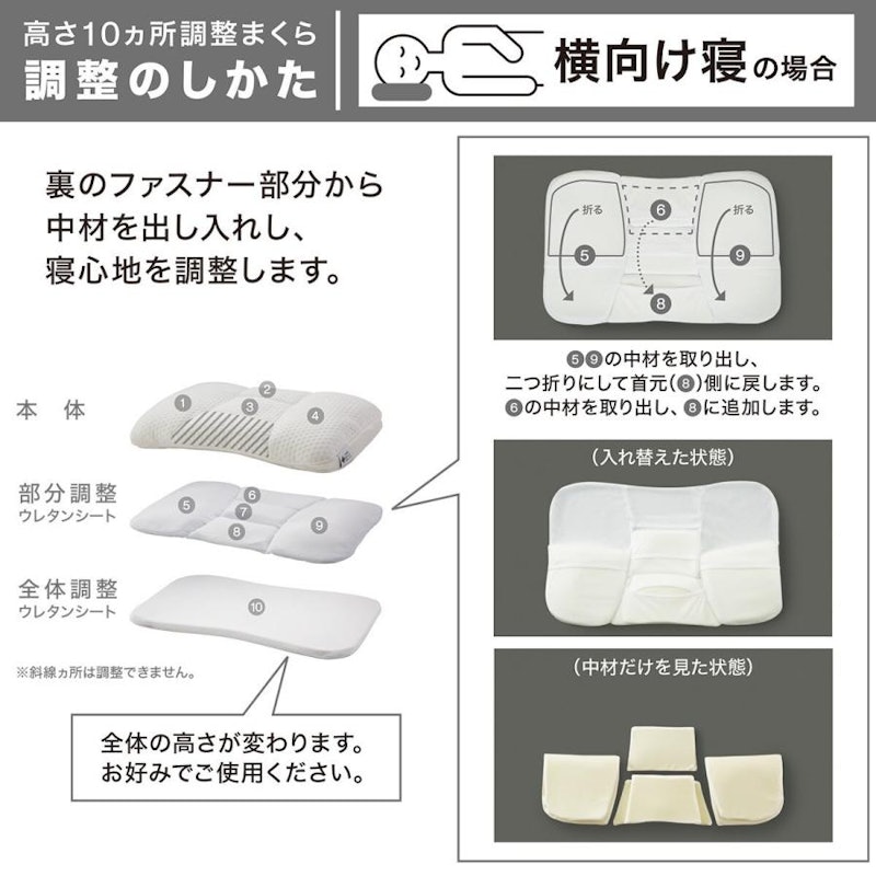 高さ10ヵ所調整できる枕(パイプ) 4