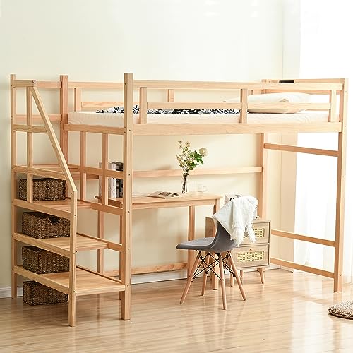 ♡人気♡階段付きロフトベッド(ブラック) 大人可愛い 新生活 シングルベッド シングル ロフトベッド 送料無料 ロフトベッド Lofty 階段付き